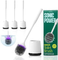SonicPower Electric Toilet Brush & Scrubber – Self Cleaning Silicone Toilet Bowl Brush with UVC Light, Rechargeable Wireless Spinning Toilet Brush & Holder Set, Wall Mount or Floor Standing (3 Pack) by SonicPower
