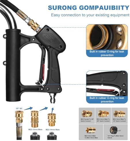 24" Pressure Washer Surface Cleaner with 4 Wheels, 4900PSI Stainless Steel Surface Cleaner Attachment, Stainless Steel Dual Handle Pressure Washer for Concrete Driveway Sidewalk Deck Patio - Image 4