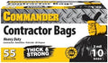 Commander 55 Gallon 3 MIL (eq) Heavy Duty Contractor Bags with Flap Ties - 36" x 56" with flaps - Pack of 10 - For Contractor, Industrial, & Outdoor by Commander