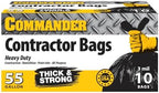 Commander 55 Gallon 3 MIL (eq) Heavy Duty Contractor Bags with Flap Ties - 36" x 56" with flaps - Pack of 10 - For Contractor, Industrial, & Outdoor by Commander