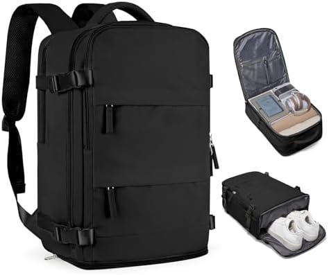 coofay Travel Backpack For Women Men Airline Approved Carry On Backpack Flight Approved Waterproof Sports Luggage Backpack Casual Daypack Small Hiking Backpacks Black Backpacks by coofay