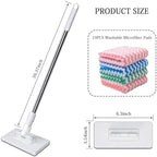 Quick Grip Mini Mop, Zero Touch MiniMop, Disposable Clip Mopstick Reusable Cloths, Retractable Gap Dust Cleaner Flat Mops with Locking Head & Sweeping Cloths (1*mop+10*Cloth) - Image 2