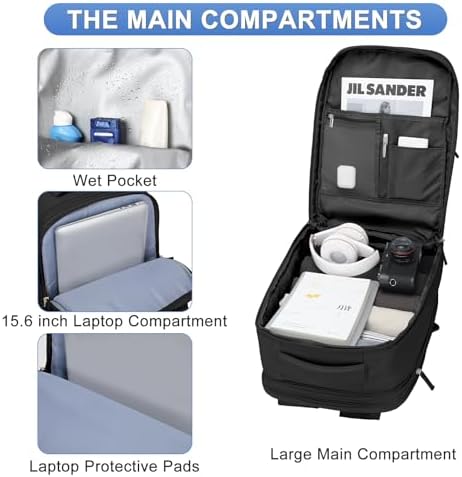 coofay Expandable Backpack For Traveling On Airplane Carry On Backpack For Women Men Airline Approved Personal Item Bag For Airlines Gym Bag For Women With Shoe Compartment - Image 4