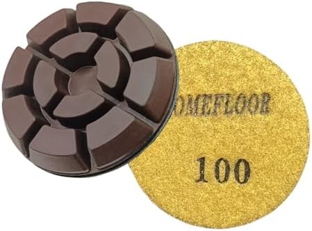 Diamond Floor Polishing Pads, 3 Inch Resin Bond Hook and Loop Polishing Pucks for Concrete, Terrazzo, Marble, Granite, Grit 100, 3PCS by ComeFloor