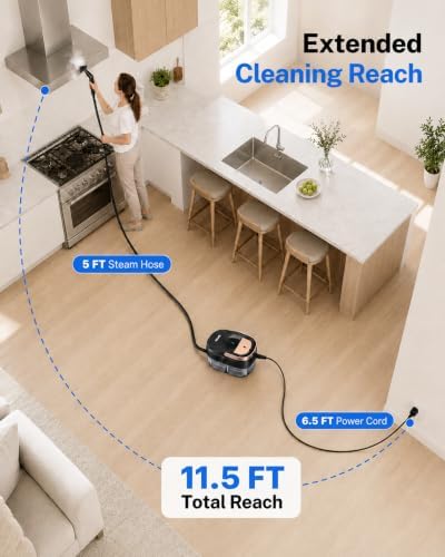 Steam Cleaner for Home, 1.6L Tank, 3 Steam Levels, 15s Fast Heat-Up - Image 5