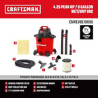 CRAFTSMAN CMXEVBE18690 9 Gallon 4.25 Peak HP Wet Dry Shop Vacuum - Image 3