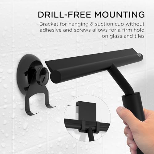 Telescopic Shower Squeegee Black - With Suction Hook & up to 100 cm I Shower squeegee for glass doors Cleaner squiggy for tile and walls Bathroom squeeze for door Long handle sweep & squeegees - Image 5