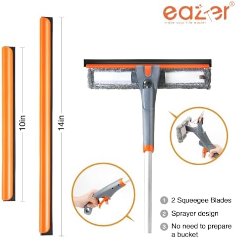 Eazer 76" Spray Window Washing Kit with Extension Pole & Streak-Free Pads - Image 3
