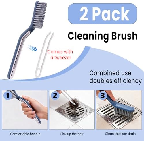 6pcs Crevice Cleaning Brush Multifunctional Hard Bristle Grout Cleaner Brush Crevice Cleaning Tools Bathroom Cleaning Brush with Clip,Kitchen Brush for Household, Kitchen, Window, Sink, Toilet, Grout - Image 5