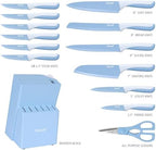 hecef 15 Pieces Kitchen Knife Block Set, Blue - Image 2