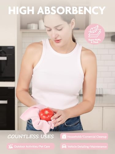 Fantasticlean Kitchen Towels Roll, 40 Sheets, 10''x 10'' (Pink, Grayish) - Image 3
