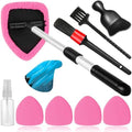 Qydipclin 10pcs Windshield Cleaner Tool, Car Window Cleaning Wash Kit with 4 Reusable Microfiber Pads 1 Spray Bottle and Extendable Handle Auto Glass Wiper Kit, Pink by Qydipclin