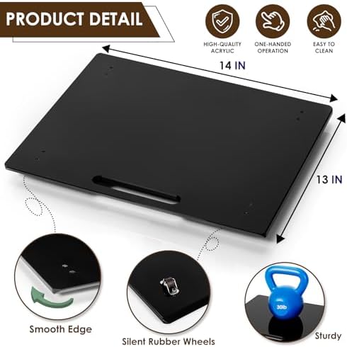 Acrylic Appliance Slider with Rubber Wheels, 13" x 14", Black - Image 6