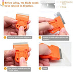 8 Pack Razor Blade Scraper, Retractable Razor Blade Scraper Tool with 120Pcs Blades and 3 Types of Cleaning Brushes, Multi-Purpose Cleaning Plastic Scrapers for Cooktop Glass Oven Stove - Image 3