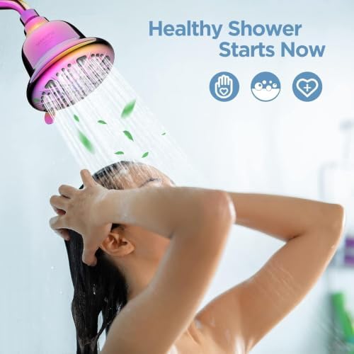 MakeFit Filtered Shower Head - High Pressure Shower Head with Filter for Hard Water Softener - 7 Settings Bathroom Rain Showerhead to Remove Chlorine and Heavy Metals (Radiant Rainbow) - Image 7