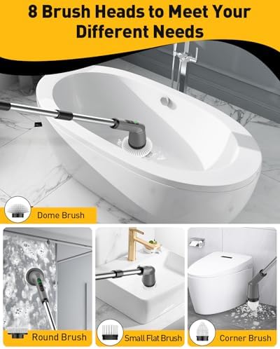 Electric Spin Scrubber for Bathroom, Shower Scrubber with Long Handle - Image 4