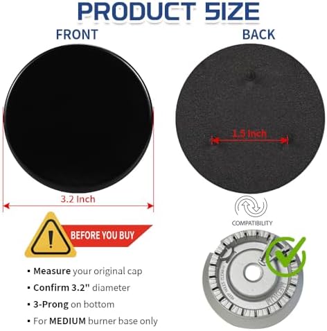 WB29K10023 Medium Burner Cap Replacement for GE Gas Range/Stove 2 Pack - Image 4