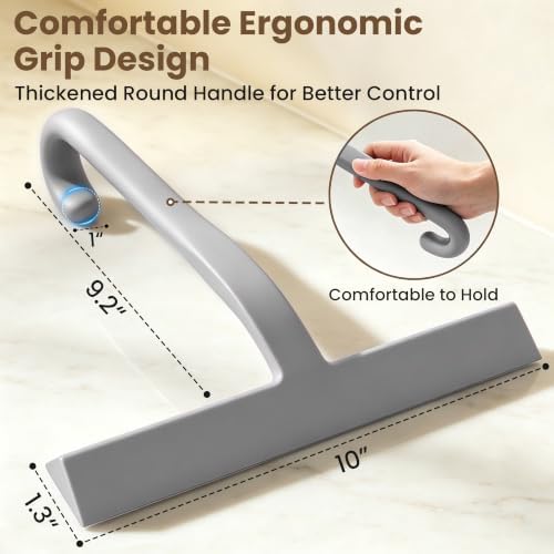 10 Inch Silicone Shower Squeegee for Glass Doors, Streak-Free, Grey - Image 2