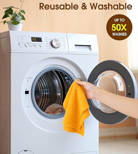 Microfiber Cleaning Cloth Roll, 100 Pack 12 x 12 Inch Tear Away Reusable Paper Towels, Thick Cleaning Towels, Absorbent Lint Free Washable Rags for Kitchen, Car, Garage and Workshop - Apricot Orange - Image 7