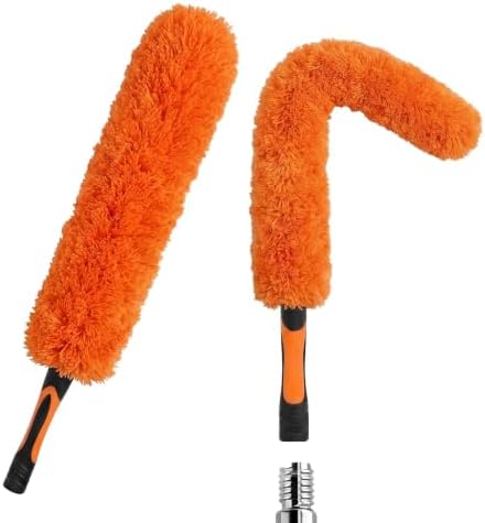 Microfiber Feather Duster for Telescopic Extendable Pole, Cleaning Duster Kit with Bendable Head & Scratch-Free Protective Tip, Washable Dusting Brush for Cleaning Ceiling Fans, Blinds, Furniture, Car by Unknown