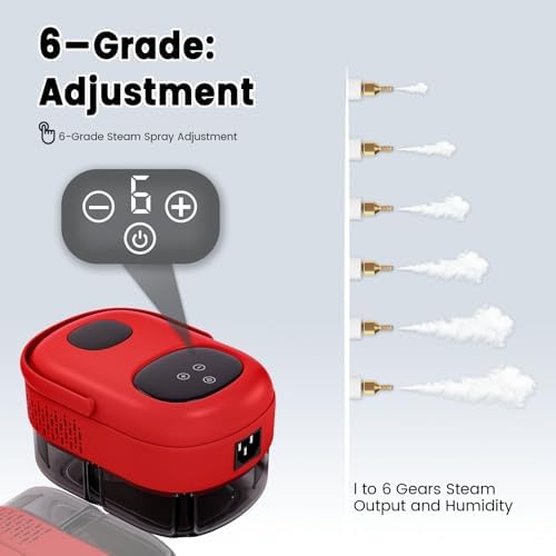 Steam Cleaner, Portable Pressurized Steamer for Cleaning with 14pcs Accessories, 6-Level Adjustable and 15s Heat-Up, Handheld Steam Cleaner for Home, Tile, Dirt, Grout, Grease, Car Detailing (5-Red) - Image 3