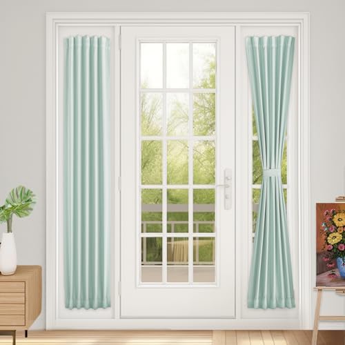 Vatge Side Door Curtains for Door Window Covering, Sidelight Curtains for Front Door, 1 Panel, W12 x L72, Aqua by Vatge