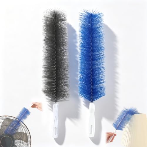 Bendable Microfiber Duster, Reusable Dust Remover, 2027 New Fan Cleaning Brush Washable ldeal for Electric Fans Air Conditioning, Home Car Vents, Curtain (Blue+Gray) by Unknown