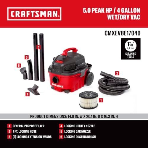 CRAFTSMAN CMXEVBE17040 4 Gallon 5.0 Peak HP Wet Dry Shop Vacuum - Image 3