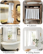 jinchan Linen Tier Curtains with Lined, 26x24, 2 Panels, Beige White - Image 4