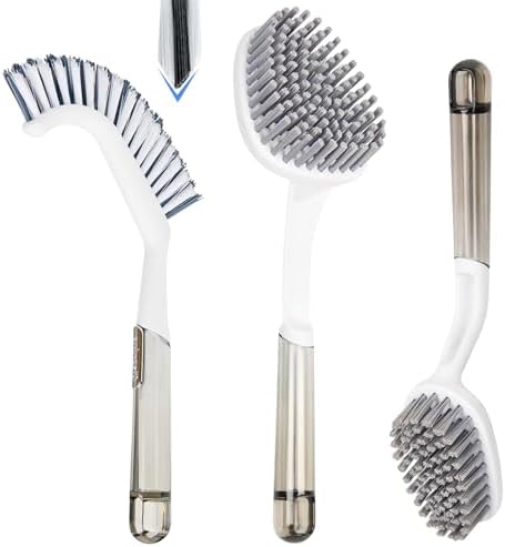 3 Pack Shower Brush for Cleaning, Heavy-Duty Scrub Brush Set for Bathroom by GleamGaGa