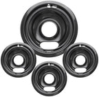 4 Pack Black Drip Pans, Compatible with Whirpool Kenmore Frigirate Stove Top Drip Bowls. Include 3 Pcs 6'' Range Replacement Drip Pans and 1 Pcs 8 '' Cooktop Drip Pans by COZZIVITA