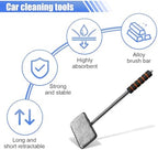 Car Windshield Cleaner Tool, Retractable Rearview Mirror Brush with Extendable Handle, Microfiber Window Washing Pad, Portable Auto Glass Wiper for Car Home Office(Black) - Image 3