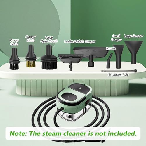 Handheld Steam Cleaner Accessories, Includes 2 Nylon, 1 Brass Brushes, 2 Nylon Nozzles, 1 Extended Nozzle, 2 Flat Scrapers, 1 Window Scraper with 3 Towel Covers, 4 Rubber Ring to Prevent Water Leak - Image 3