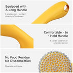 SUBEKYU Cast Iron Scrubber with Silicone Handle, Stainless Steel Skillet Cleaner for Cast Iron Pans (Yellow Scrubber + Scraper) - Image 4