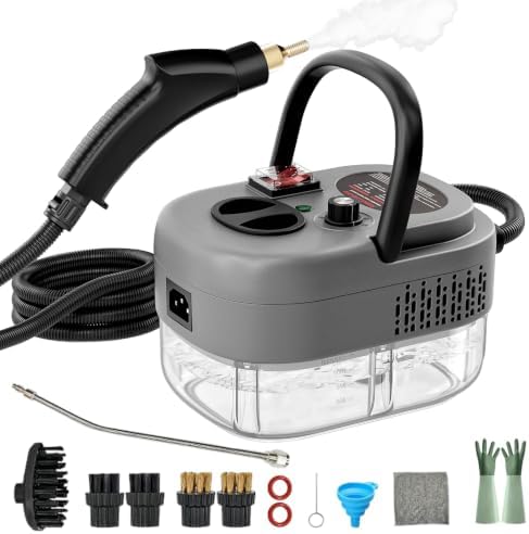 Steam Cleaner, Portable Pressurized Steamer for Cleaning with 14pcs Accessories, 6-Level Adjustable and 15s Heat-Up, Handheld Steam Cleaner for Home, Tile, Dirt, Grout, Grease, Car Detailing (Gray) by AULANK