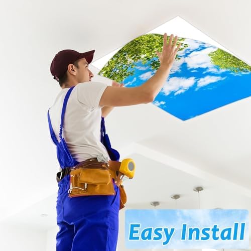 4 Pcs Fluorescent Light Covers with 40 Magnets Decorative for Classroom Ceiling Light 4 x 2 Feet Magnetic Light Covers Filter Easy Install for Office Hospitals & Home Drop Ceiling Supplies(Cloud Sky ) - Image 5