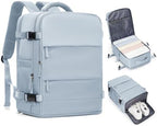 coofay Travel Backpack Carry on Flight Approved Mochila De Viaje Carry on Backpack for Airplanes Spirit Airlines Personal Item Bag 18x14x8 Inches Travel Bag Traveling Backpack for Women Men Grey Blue by coofay