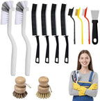 12Pcs Crevice Cleaning Brush Set, Hard Bristle Multi-Purpose Household Cleaning Tools for Kitchen Bathroom Tile Grout Window Track, Bamboo Pot Brush + Copper Wire Brush + Scraper by Unknown
