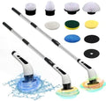 Electric Spin Scrubber- Ditch the Scrubbing! Long Handle Shower Scrubber with 9 Replaceable Heads - 2 Speed Cordless Brush Ensures Long Battery Life, Modern Design! (White) by KPKJOO