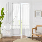 White Linen Textured Door Curtains 68 Inch Long 2 Panels 25W X 68L - Image 5