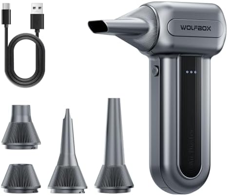 WOLFBOX MF70 Compressed Air Duster, 3-Speed Adjustable, Electric, Cordless by WOLFBOX