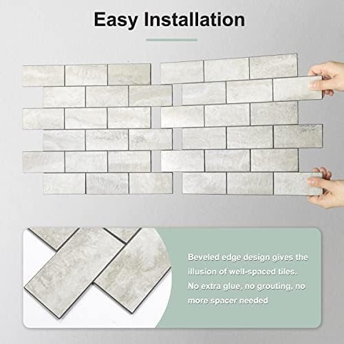 STICKGOO 10-Sheet Peel and Stick Backsplash on Subway Tile, Beige - Image 6