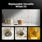 InstaWhisk Milk Frother with Variable Speed, Rechargeable Coffee Frother Wand with Detachable Double Whisk, Handheld Electric Stirrer for Latte, Cappuccino, Matcha, Almond Milk, Protein, Pink - Image 5