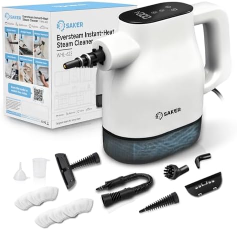 Saker EverSteam Instant-Heat Steam Cleaner for Home,15s Heat-up Handheld Steam Cleaner, Lightweight Portable Continuous Refill Steamer for Deep Cleaning of Floor, Car and Kitchen by Saker