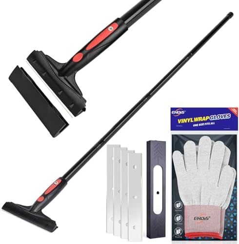 EHDIS Extenble Razor Blade Scraper, 16''-58'' Long Handle 6" Wide Blade Scraper Tool with 10 Double-Edge Blades for Cleaning Paint, Caulk, Adhesive,Painting, Tile, Floors, Ice Scraper (068-pro) by EHDIS