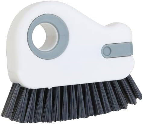 2 in 1 Groove Cleaning Brush, Grout Cleaner Tool & Multifunction Window Track Cleaner (with Hidden Scraper or Mini Dustpan) – for Glass Door Tracks, Window Sills, Sliding Doors (Gray) by Unknown