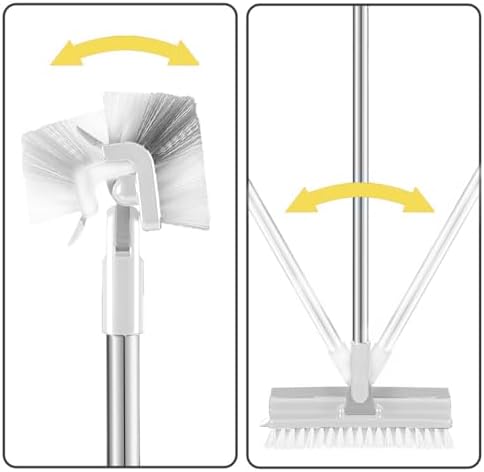 Grout Scrub Brush with 42" Long Handle Double-Sided Floor Scrub Brush V-Shape Grout Cleaner with Squeegee 180° Rotating for Tile Floors, Baseboards, Wall - Image 5