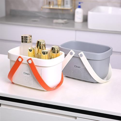 Portable Shower Caddy Basket with Handles Plastic Storage Basket Small Grey - Image 2