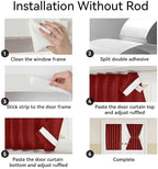 Vatge Red French Door Blackout Curtains - Holiday Decor Door Curtains for Christmas/Festivals, 1 Panel, W36 x L72, Red - Image 3