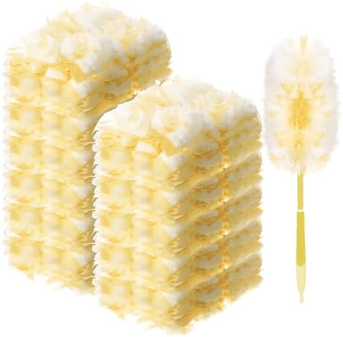 Vesici 400 Pcs Duster Refills Compatible with Swiffer Dusters Bulk Disposable Replacement Thickened with 1 Handle Heavy Duty for Cleaning, Office (Yellow) by Vesici